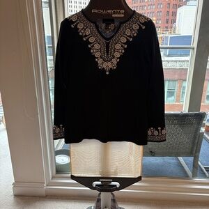 Cynthia Rowley Sophisticated Sweater with Beautiful Embroidery.